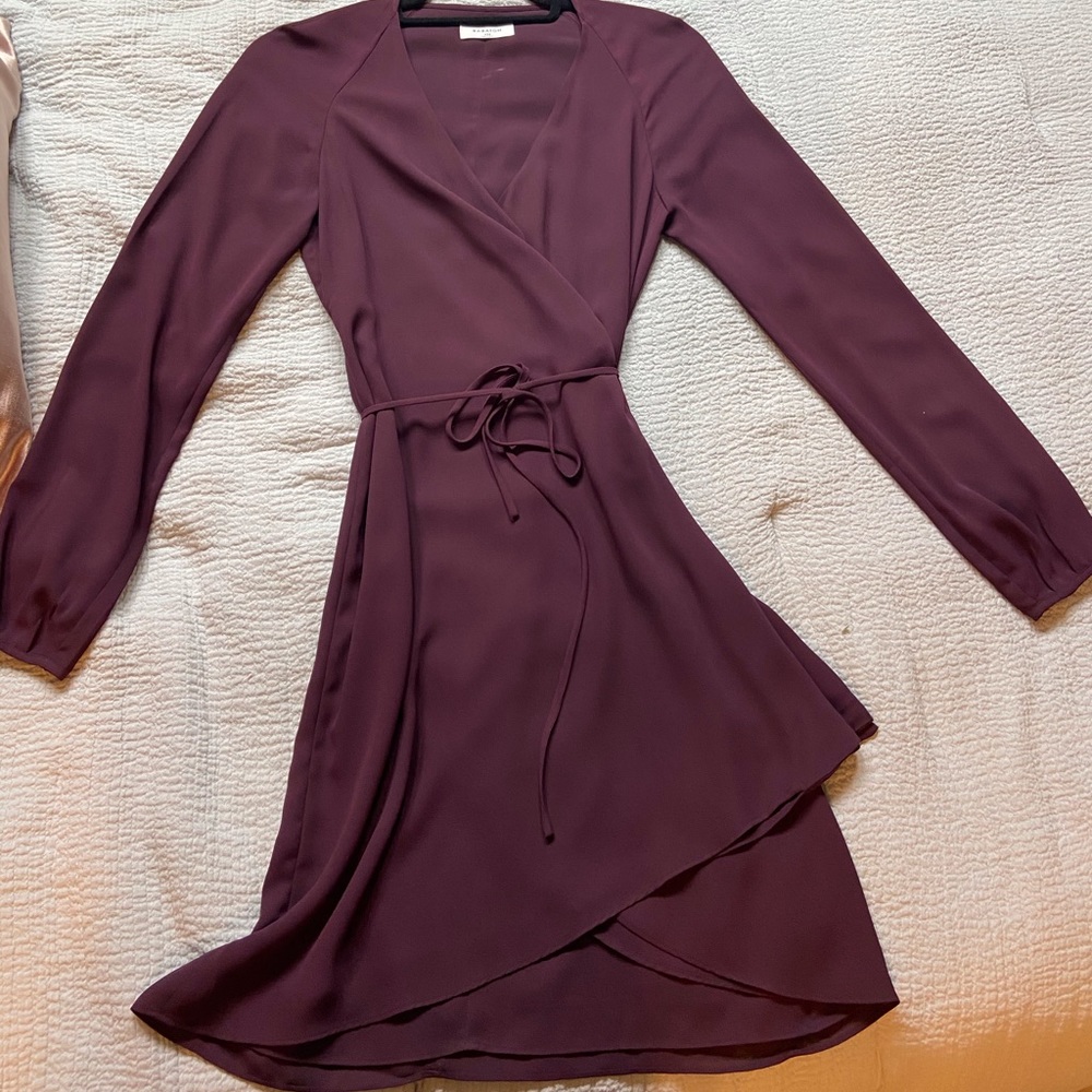 XXS Babaton Wine Wrap Dress